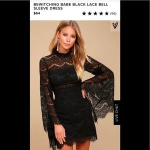 Lulus Black Lace Bella Sleeve Dress NWT XS